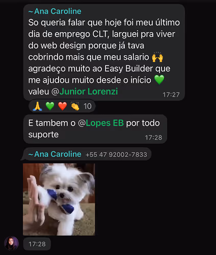 Depoimento da Ana Caroline sobre viver de web design