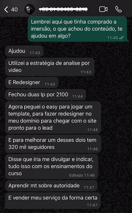 Depoimento sobre área de membros e páginas fechadas
